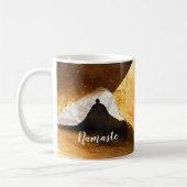 ブラック金ゴールドヨガ瞑想インストラクター霊気マスター コーヒーマグカップ (左)