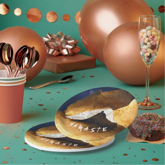 ブラック金ゴールドヨガ瞑想インストラクター霊気マスター ペーパープレート (複数)