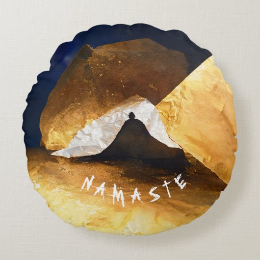 ブラック金ゴールドヨガ瞑想インストラクター霊気マスター ラウンドクッション (正面)