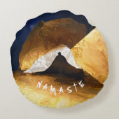 ブラック金ゴールドヨガ瞑想インストラクター霊気マスター ラウンドクッション (裏面)