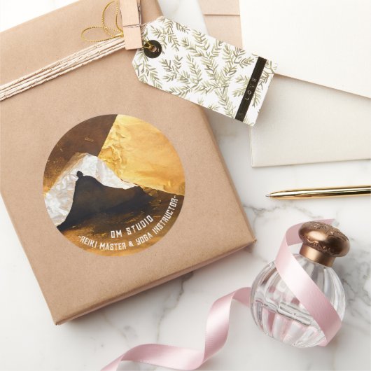 ブラック金ゴールドヨガ瞑想インストラクター霊気マスター ラウンドシール (ギフト)