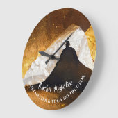 ブラック金ゴールドヨガ瞑想インストラクター霊気マスター ラージ壁時計 (傾斜)