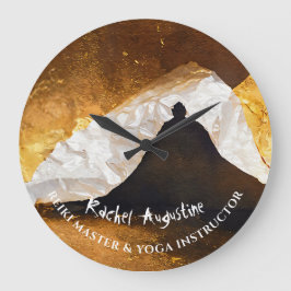 ブラック金ゴールドヨガ瞑想インストラクター霊気マスター ラージ壁時計