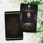 ブラック金ゴールドライトフォトクロス葬儀祈りの言葉カード 名刺