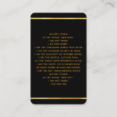 ブラック金ゴールドライトフォトクロス葬儀祈りの言葉カード 名刺 (裏面)