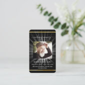 ブラック金ゴールドライトフォト葬儀祈りの言葉カード 名刺 (スタンド正面)