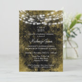 ブラック金ゴールドライト卒業パーティー招待状 招待状 (スタンド正面)