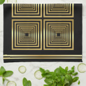 ブラック金ゴールドラグジュアリーなシェフ キッチンタオル (折り畳み)