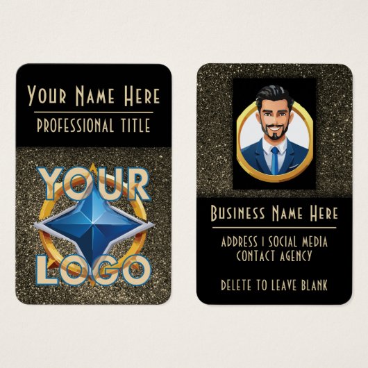 ブラック金ゴールドラグジュアリーアクターエンターテイナープロフェッショナル (正面&裏面)