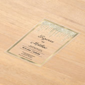 ブラック金ゴールドラグジュアリーグリッター結婚ドリプス アクリル招待状 (レイダウン)