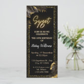 ブラック金ゴールドラグジュアリーハッピースウィート16thバースデーパーティー 招待状 (スタンド正面)