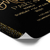 ブラック金ゴールドラグジュアリーハッピーバースデーパーティー ポスター (角)