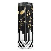 ブラック金ゴールドラグジュアリーミュージックノートピアノ鍵 タンブラー (裏面)