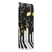 ブラック金ゴールドラグジュアリーミュージックノートピアノ鍵 タンブラー (回転右)