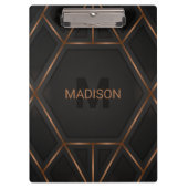 ブラック金ゴールドラグジュアリーモダンミニマル抽象芸術 クリップボード (正面)