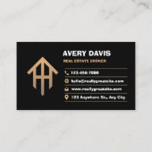 ブラック金ゴールドラグジュアリー実在エステートブローカーエレガント 名刺 (裏面)