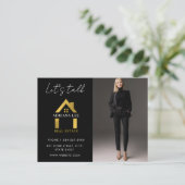 ブラック金ゴールドラグジュアリー実在フォトエステートハウスロゴ ポストカード (スタンド正面)