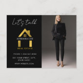 ブラック金ゴールドラグジュアリー実在フォトエステートハウスロゴ ポストカード (正面)