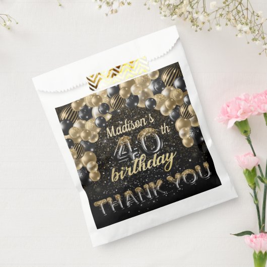 ブラック金ゴールドラグジュアリー40歳パーソナライズされた誕生日 フェイバーバッグ (封をした状態)
