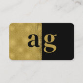 ブラック金ゴールドラグジュアリーQRコードモノグラムソーシャルメディア 名刺 (正面)