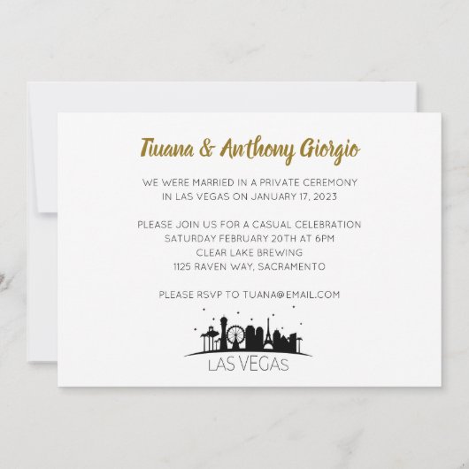 ブラック金ゴールドラスベガス結婚ズエロペメント披露宴 招待状 (裏面)