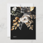 ブラック金ゴールドラックス結婚フローラのメニューカード 招待状 (裏面)