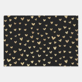 ブラック金ゴールドラブハートパターン ラッピングペーパーシート (正面)