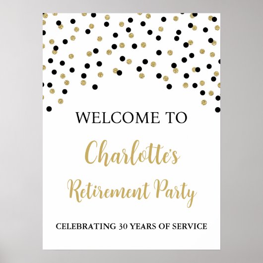 ブラック金ゴールドリタイアカスタムパーティー18x24 ポスター (正面)