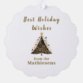 ブラック金ゴールドリースホリデイ オーナメントカード (裏面)