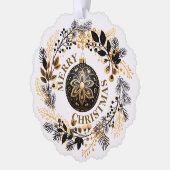 ブラック金ゴールドリースホリデイ オーナメントカード (左)