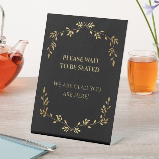 ブラック金ゴールドリーフリース汎用ビジネス情報 台座サイン (インサイチュ)