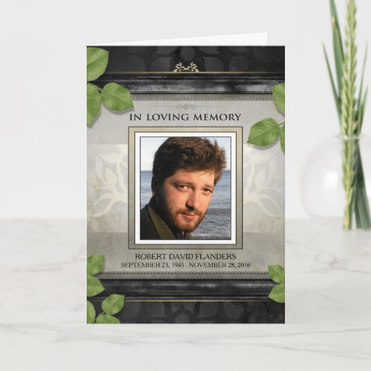 ブラック金ゴールドリーフ写真記念招待状 サンキューカード (正面)