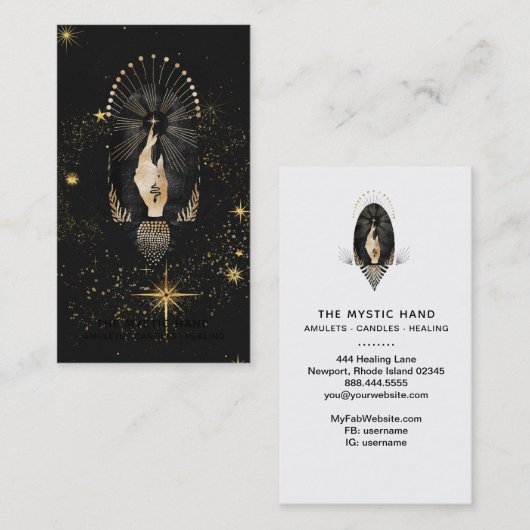 *~*ブラック金ゴールドレイズ神秘的な手のスネークスター 名刺 (正面/裏面)