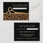 ブラック金ゴールドレオパードサロンアポイントメントアラーム 予約カード (正面/裏面)