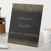 ブラック金ゴールドレオパード印刷ブライダルシャワーへようこそ 台座サイン (インサイチュ)