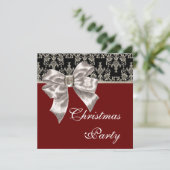 ブラック金ゴールドレッドダマスククリスマスパーティー 招待状 (スタンド正面)