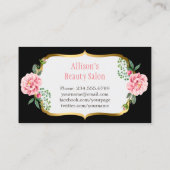 ブラック金ゴールドレッドリップフラワーメイクアップアーティスト美しい 名刺 (裏面)