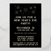 ブラック金ゴールドレトロタイポグラフィ大晦日パーティー 箔招待状 (裏面)