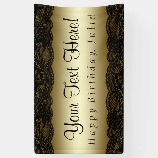 ブラック金ゴールドレース誕生日パーティー 横断幕 (縦)