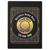 ブラック金ゴールドロゴオフィスのパーソナライズ クリップボード (裏面)