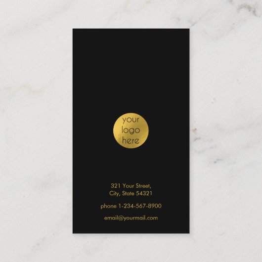 ブラック金ゴールドロゴソーシャルメディアと当社の接続 名刺 (裏面)