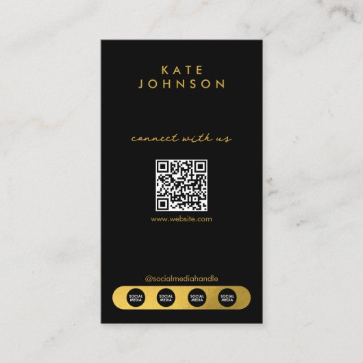 ブラック金ゴールドロゴソーシャルメディアと当社の接続 名刺 (正面)