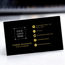 ブラック金ゴールドロゴモダンソーシャルメディアのアイコン 名刺