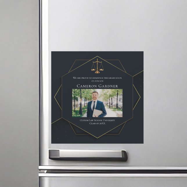 ブラック金ゴールドロースクール写真卒業マグネットカード (クリエイターアップロード済み)