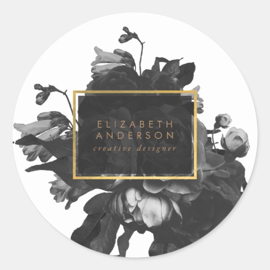 ブラック金ゴールドローズブーケビジネス ラウンドシール (正面)