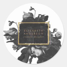 ブラック金ゴールドローズブーケビジネス ラウンドシール