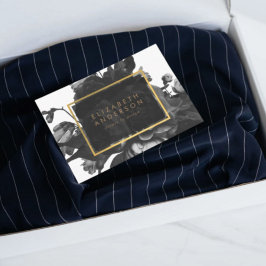 ブラック金ゴールドローズブーケ名刺 名刺