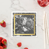 ブラック金ゴールドローズ結婚ブーケのテーブルナプキン スタンダードカクテルナプキン (インサイチュ)