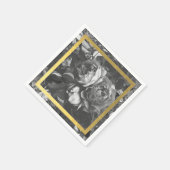 ブラック金ゴールドローズ結婚ブーケのテーブルナプキン スタンダードカクテルナプキン (角)