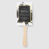 ブラック金ゴールドローズ結婚ブーケ ハンドファン (正面)